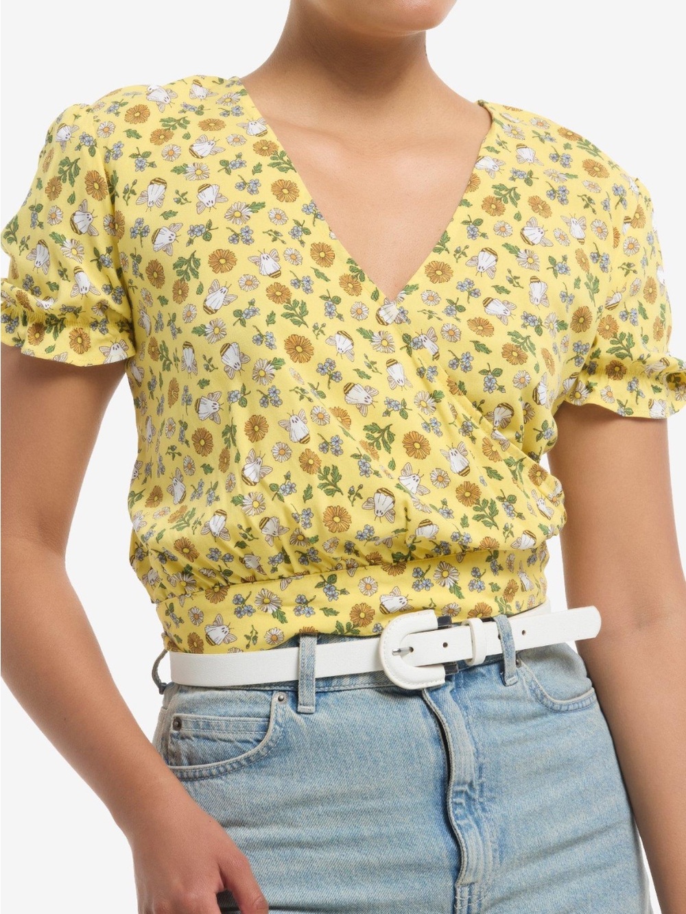 Thorn & Fable Ghost‎ Bees & Flowers Woven Top Hot Topic